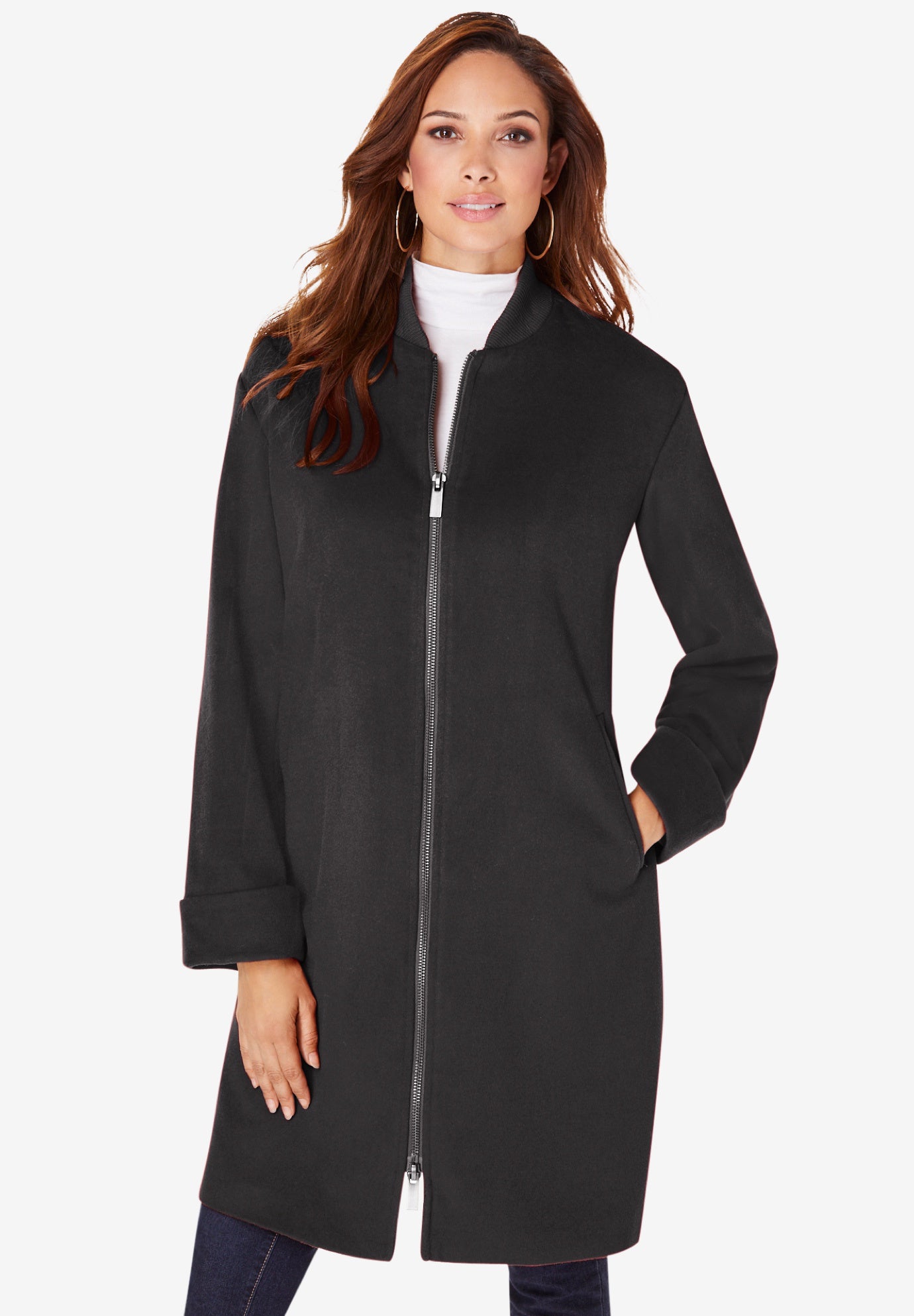 Plus Size Wool Blend Driving Coat image number 0