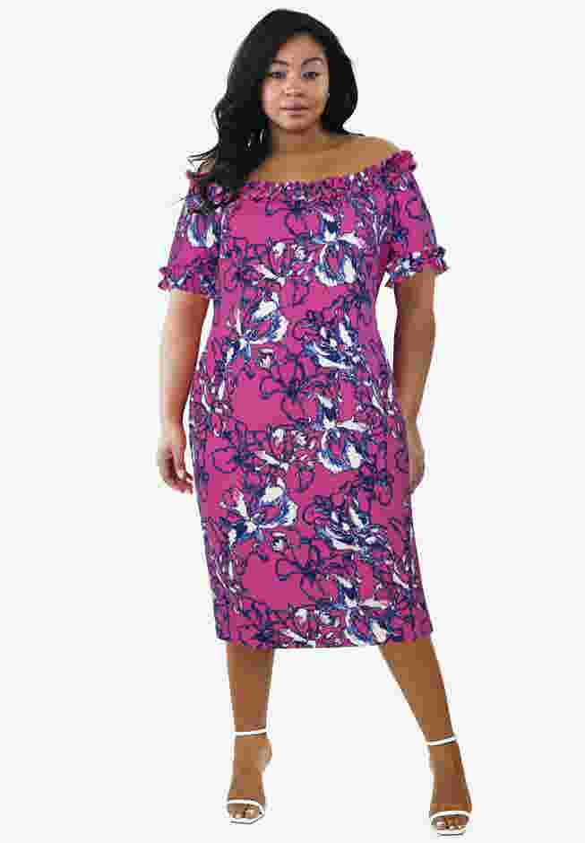 Plus Size Floral Midi Dress image number 0