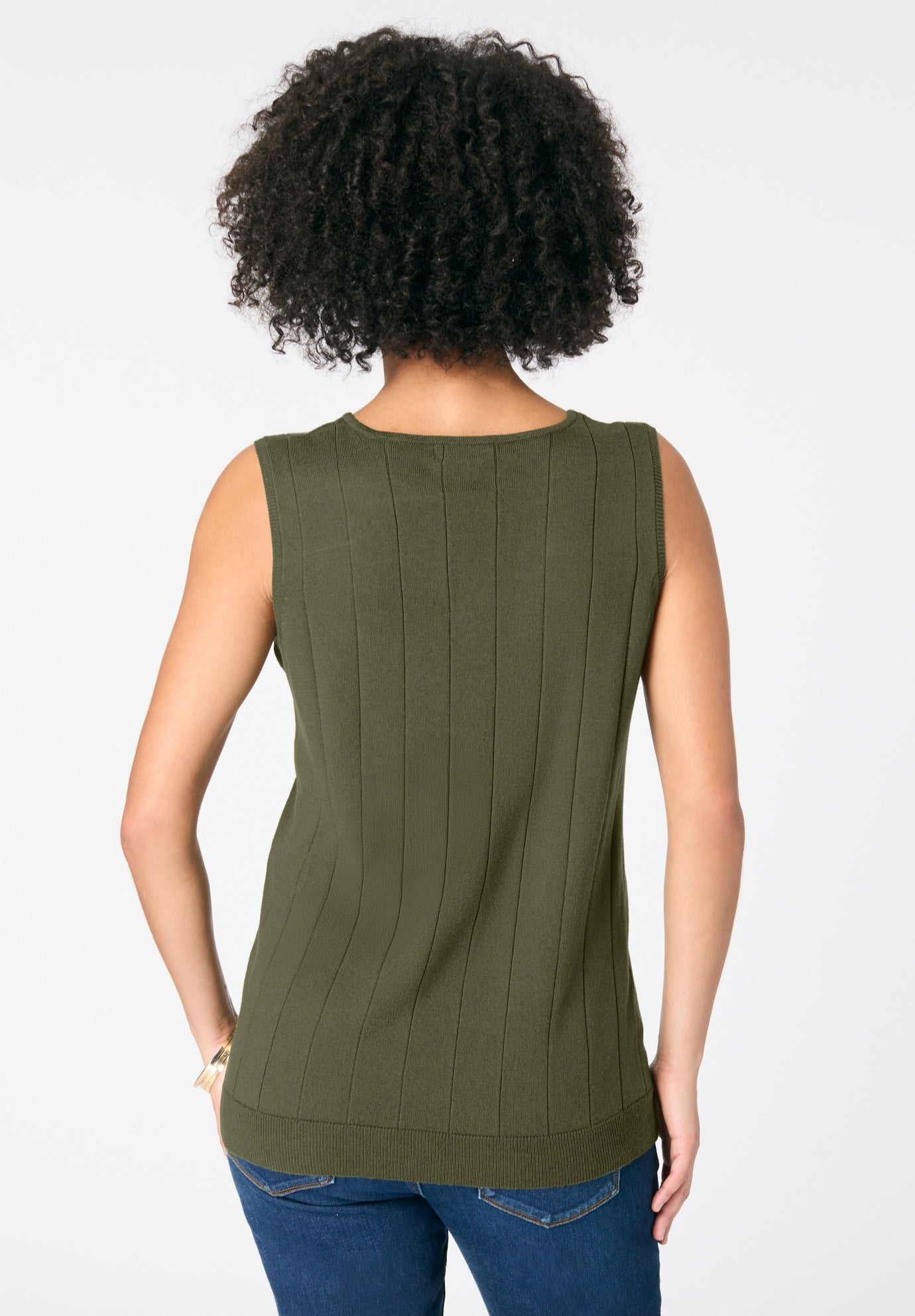 Plus Size Drop Needle Tank Lightweight Sweater Knit image number 1