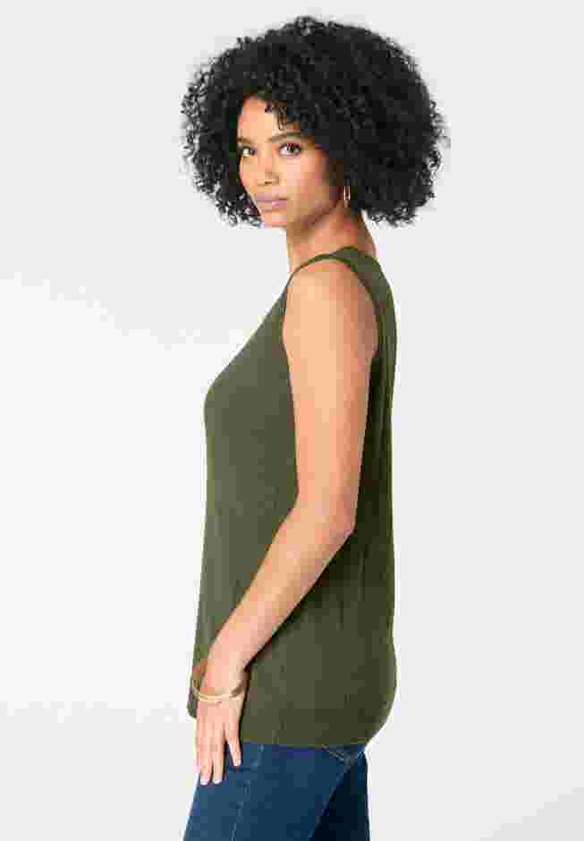 Plus Size Drop Needle Tank Lightweight Sweater Knit image number 2