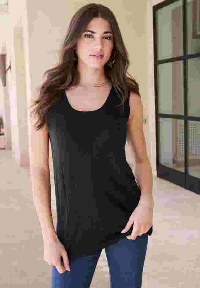 Plus Size Drop Needle Tank Lightweight Sweater Knit image number 0