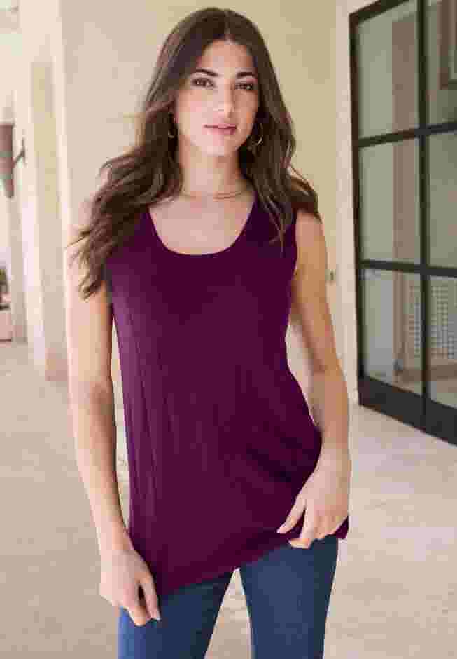 Plus Size Drop Needle Tank Lightweight Sweater Knit image number 0
