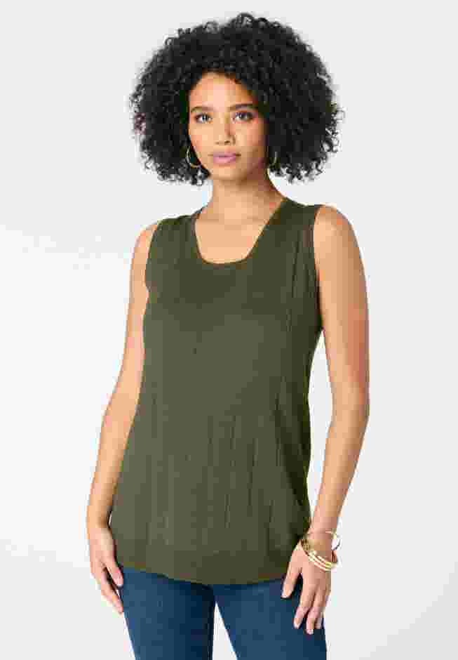 Plus Size Drop Needle Tank Lightweight Sweater Knit image number 0