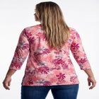 Plus Size Three-Quarter Sleeve Notch Neck Soft Knit Tunic image number null