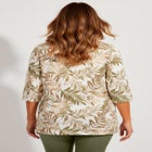 Plus Size Three-Quarter Sleeve Notch Neck Soft Knit Tunic image number null