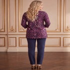 Plus Size Three-Quarter Sleeve Notch Neck Soft Knit Tunic image number 1