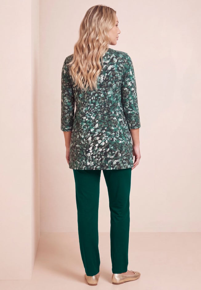 Plus Size Three-Quarter Sleeve Notch Neck Soft Knit Tunic image number 1