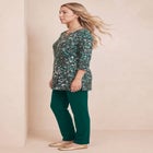 Plus Size Three-Quarter Sleeve Notch Neck Soft Knit Tunic image number 2