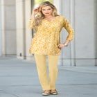 Plus Size Three-Quarter Sleeve Notch Neck Soft Knit Tunic image number null