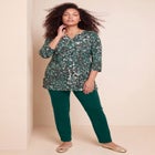 Plus Size Three-Quarter Sleeve Notch Neck Soft Knit Tunic image number 0