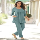 Plus Size Two Pocket Long Sleeve Soft Knit Swing Tunic image number null