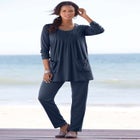 Plus Size Two Pocket Long Sleeve Soft Knit Swing Tunic image number null
