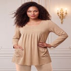 Plus Size Two Pocket Long Sleeve Soft Knit Swing Tunic image number 0
