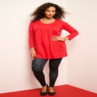 Plus Size Two Pocket Long Sleeve Soft Knit Swing Tunic image number null