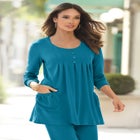 Plus Size Two Pocket Long Sleeve Soft Knit Swing Tunic image number null