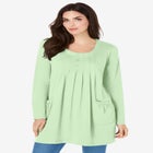Plus Size Two Pocket Long Sleeve Soft Knit Swing Tunic image number null