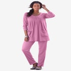 Plus Size Two Pocket Long Sleeve Soft Knit Swing Tunic image number null