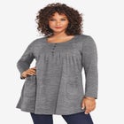 Plus Size Two Pocket Long Sleeve Soft Knit Swing Tunic image number null