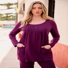 Plus Size Two Pocket Long Sleeve Soft Knit Swing Tunic image number null