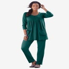 Plus Size Two Pocket Long Sleeve Soft Knit Swing Tunic image number null