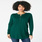 Plus Size Drop Needle Henley Lightweight Sweater Knit image number null