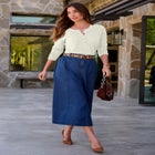 Plus Size Drop Needle Henley Lightweight Sweater Knit image number null