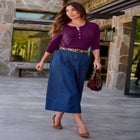 Plus Size 24/7 Stretch A Line Maxi Skirt image number null