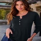 Plus Size Drop Needle Henley Lightweight Sweater Knit image number null