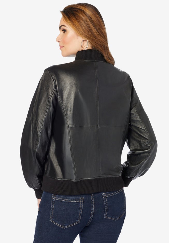 Leather Bomber Jacket image number 1