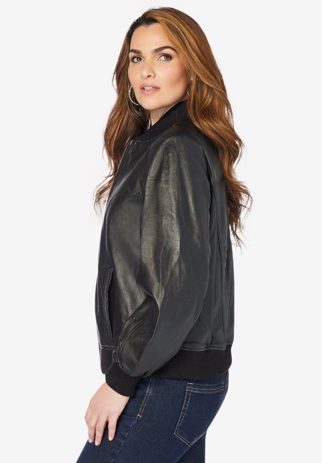Leather Bomber Jacket image number 2