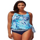 Side Tie Blouson Tankini Top image number null