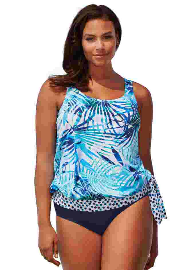 Side Tie Blouson Tankini Top image number 0