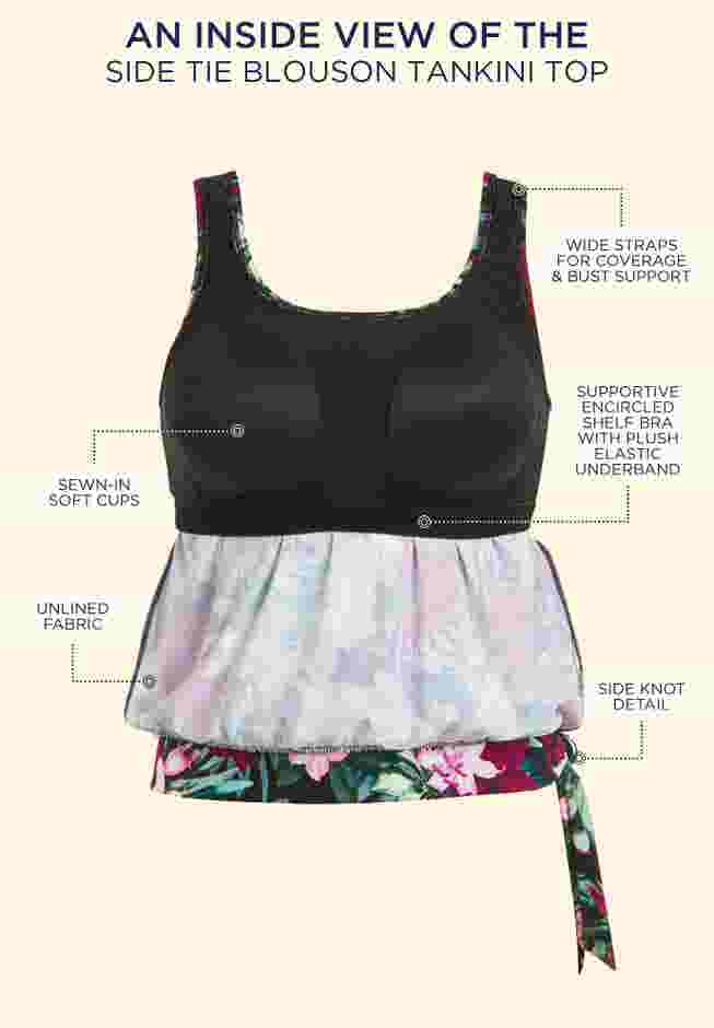 Side Tie Blouson Tankini Top image number 3