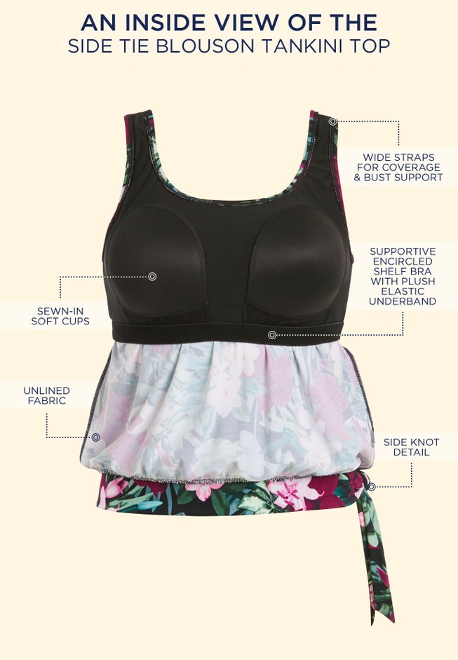 Side Tie Blouson Tankini Top image number 3
