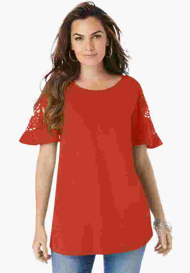 Lace-Sleeve Tee image number 0