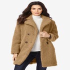 Plus Size Double Breasted Teddy Coat image number null
