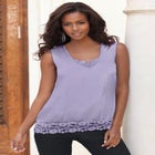Lace Trim Satin Tank image number null