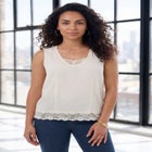 Lace Trim Satin Tank image number null