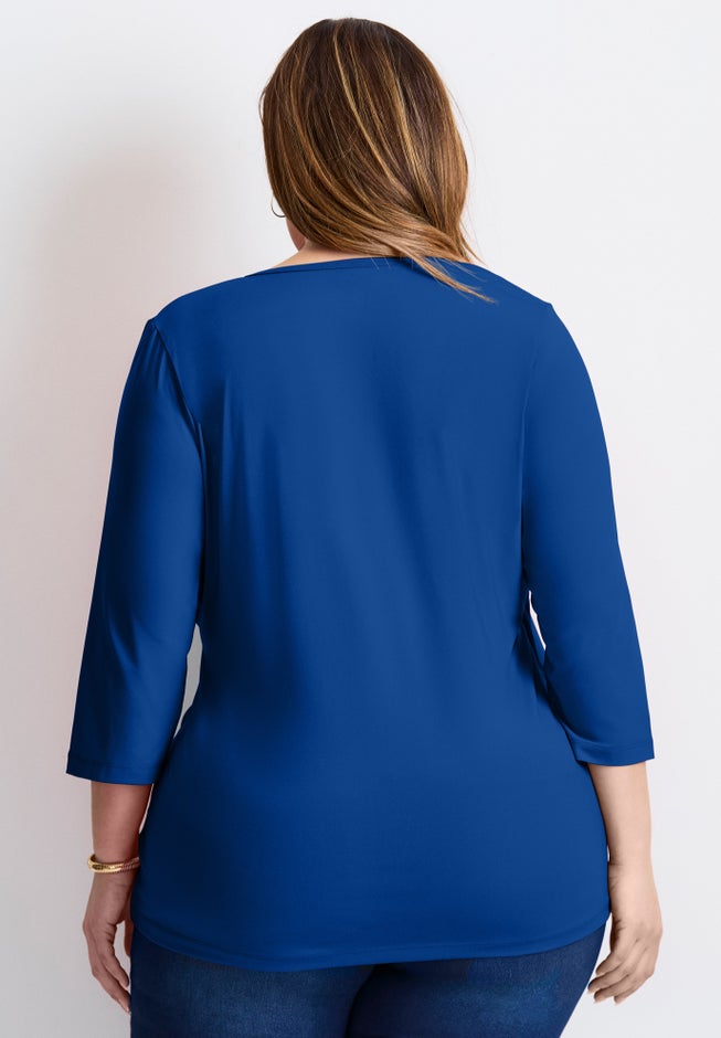 Side Ruched Faux Wrap Top image number 1