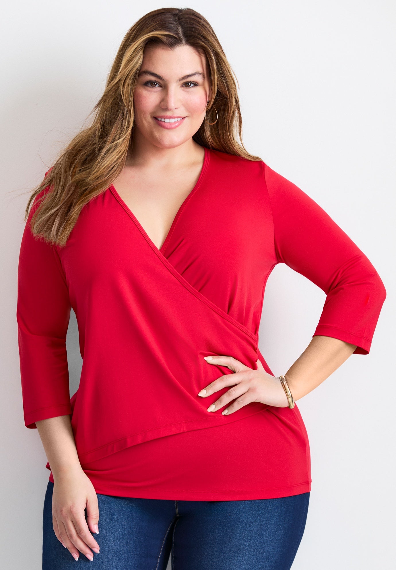 Side Ruched Faux Wrap Top image number 0