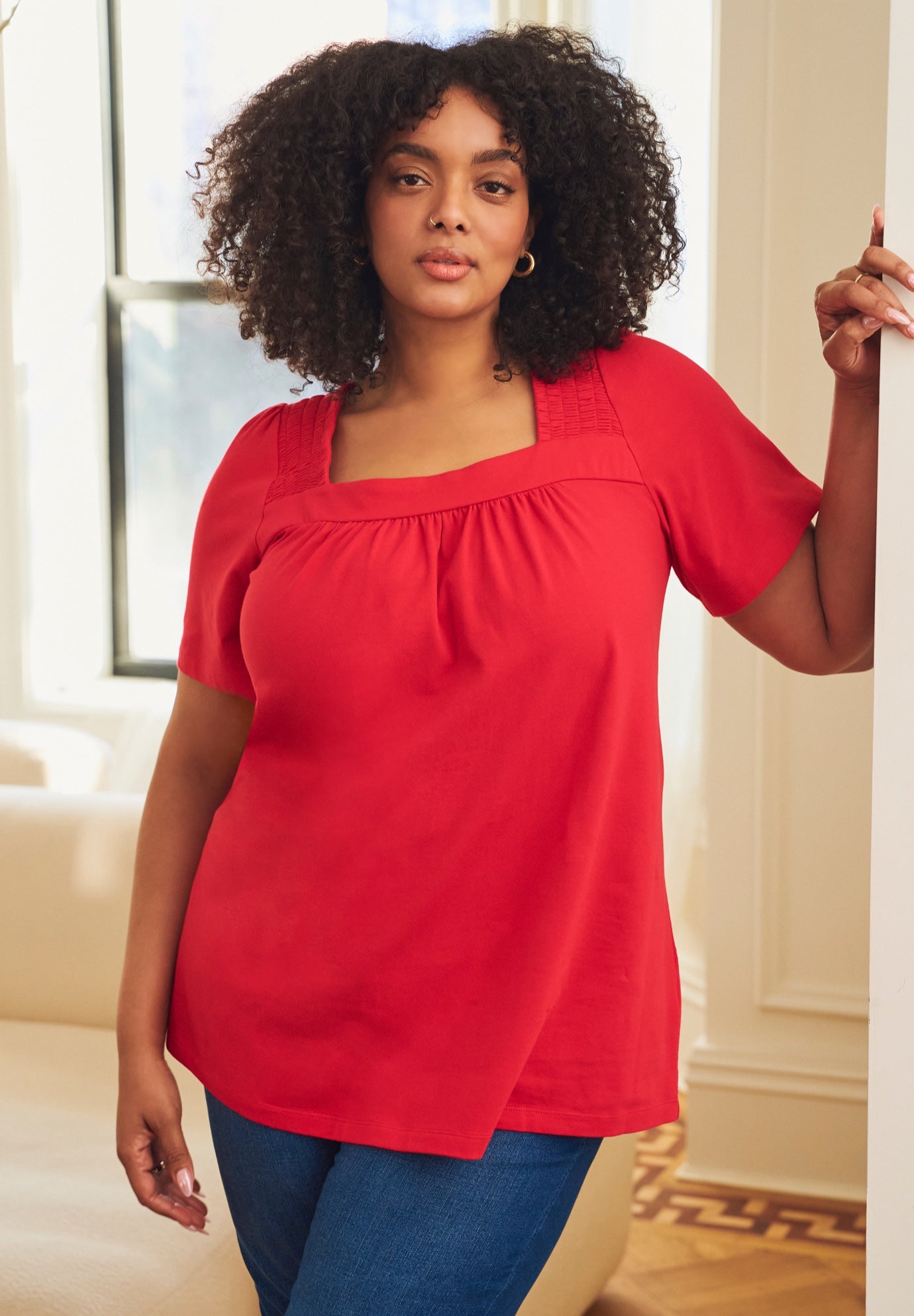 Smocked Squareneck Top image number 4