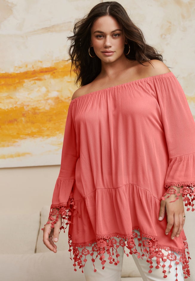  Crochet Fringe Trim Tunic image number 5