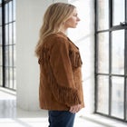 Plus Size Fringe Suede Jacket image number 2