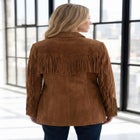 Plus Size Fringe Suede Jacket image number 3