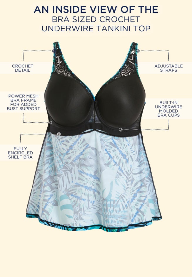 Bra Sized Crochet Underwire Tankini Top image number 4