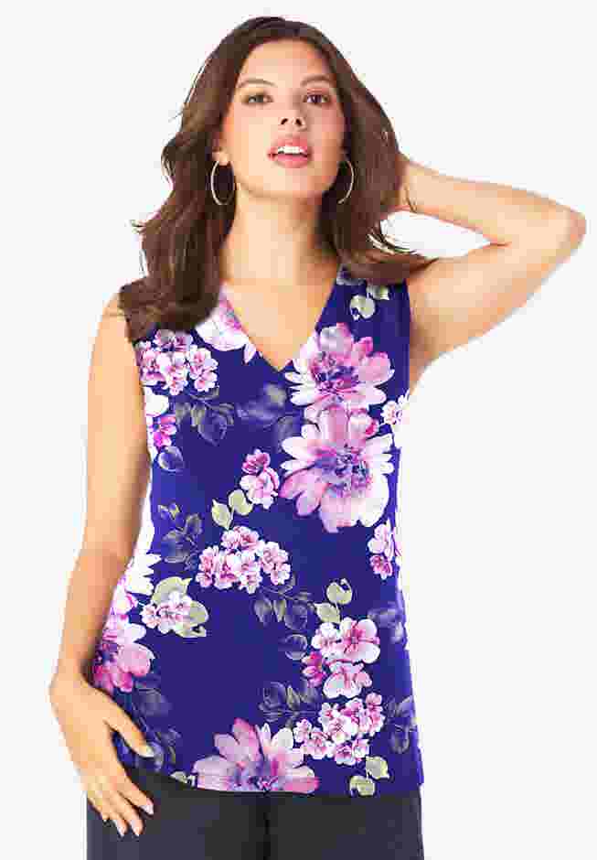 Ultrasmooth® Fabric V Neck Tank image number 0