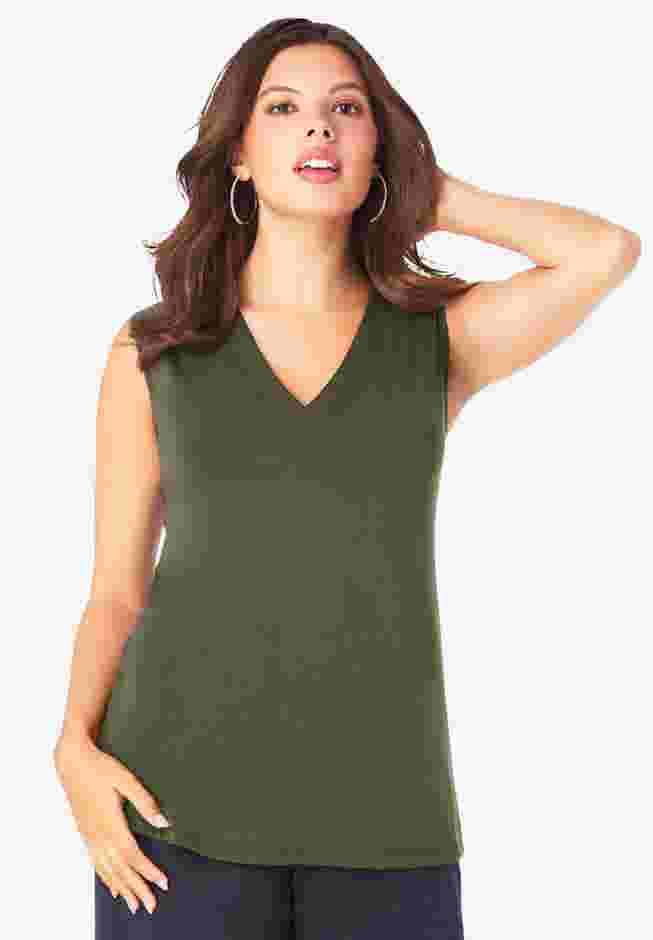 Ultrasmooth® Fabric V Neck Tank image number 0