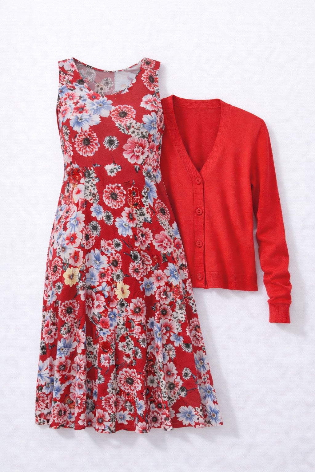 Stretch Knit Scoop Neck Sleeveless Fit And Flare Dress image number 2