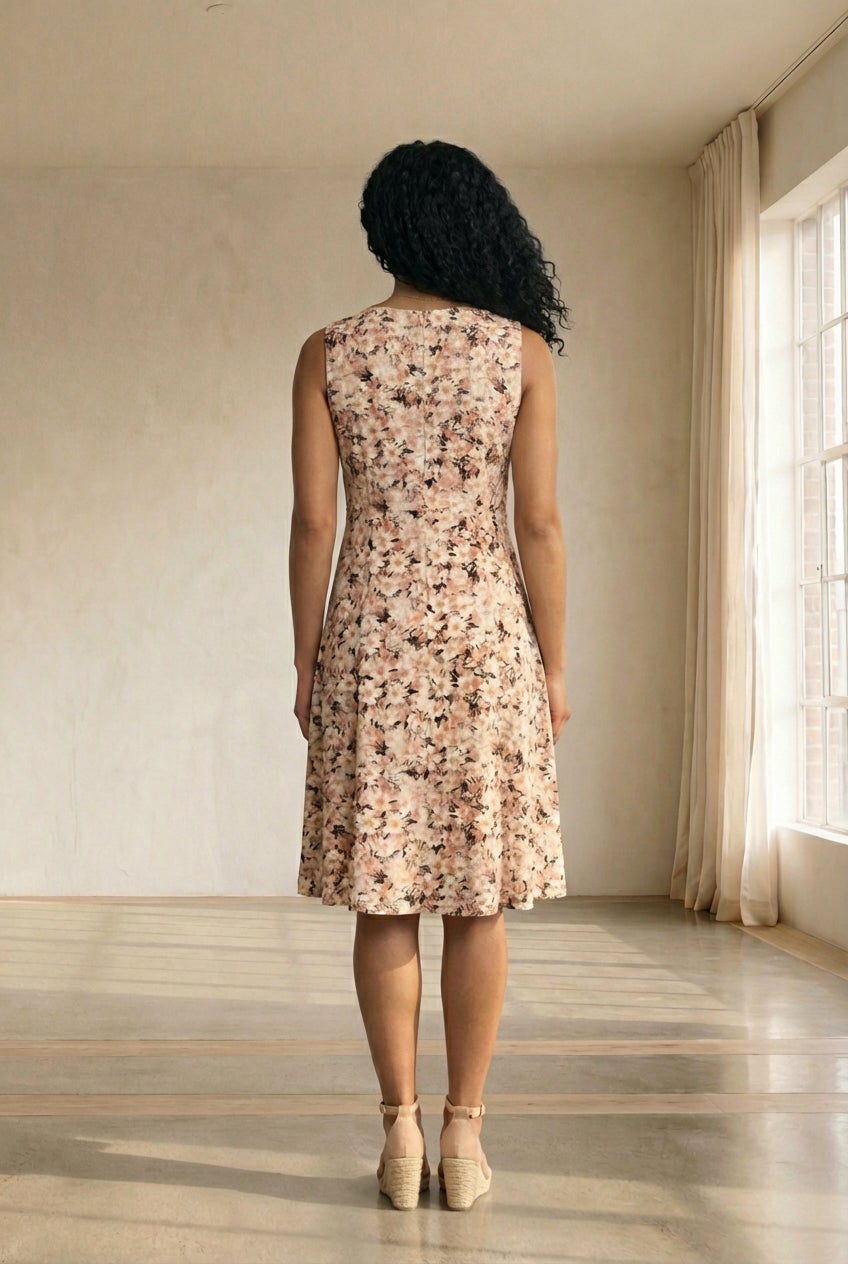 Stretch Jersey Knit Sleeveless Scoop Neck Fit and Flare Dress image number 1