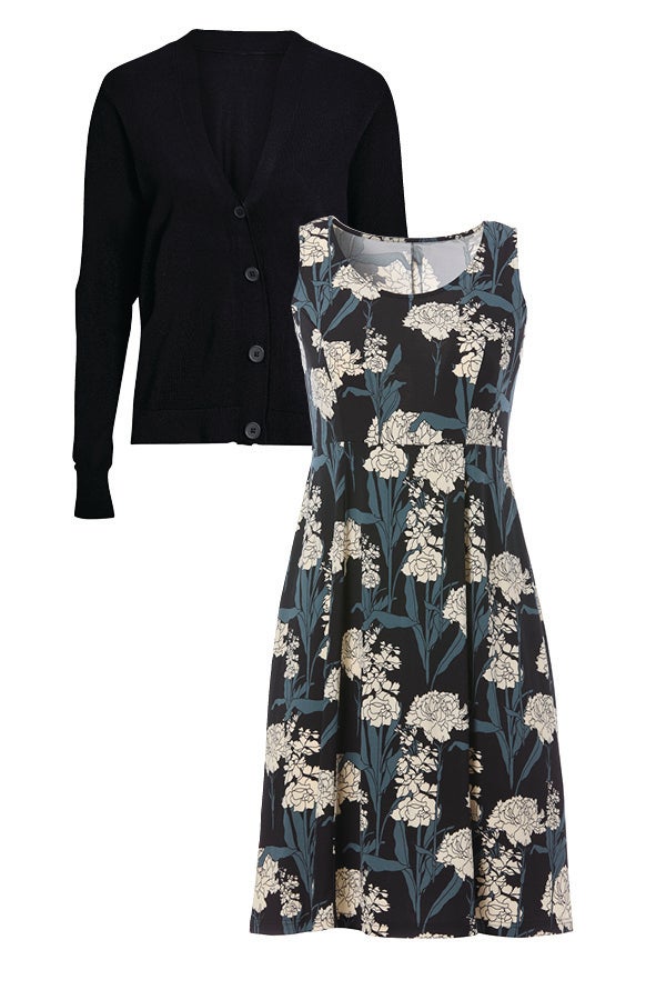Stretch Jersey Knit Sleeveless Scoop Neck Fit and Flare Dress image number 2